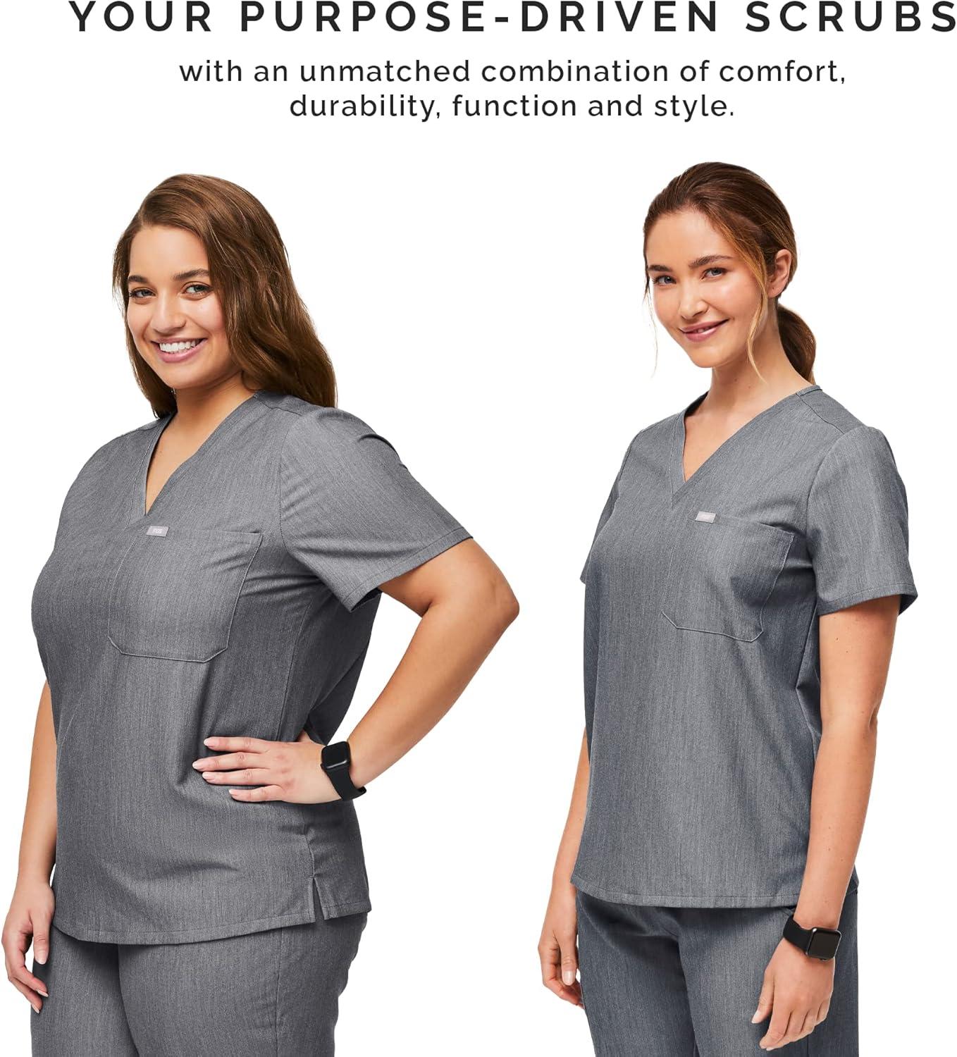 imageFIGS Catarina Scrub Tops for Women Classic Fit 1 Pocket FourWay Stretch AntiWrinkleGraphite