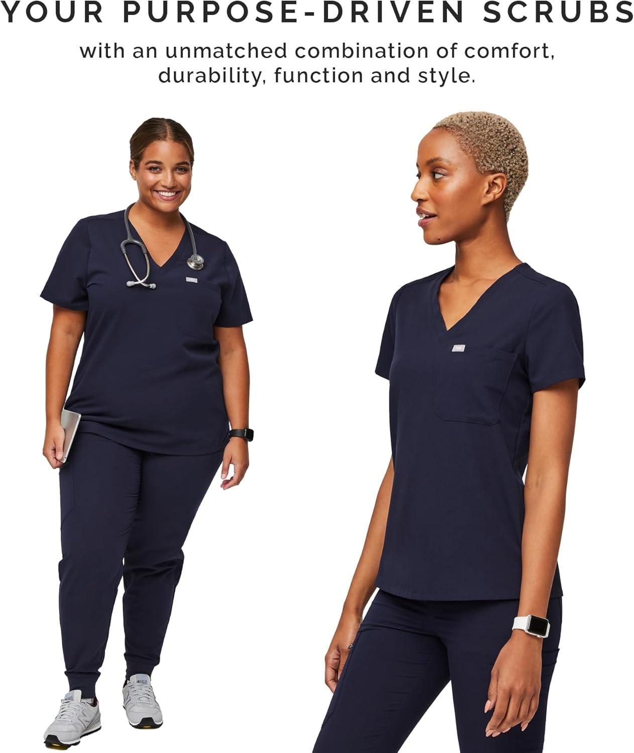 imageFIGS Catarina Scrub Tops for Women Classic Fit 1 Pocket FourWay Stretch AntiWrinkleNvy
