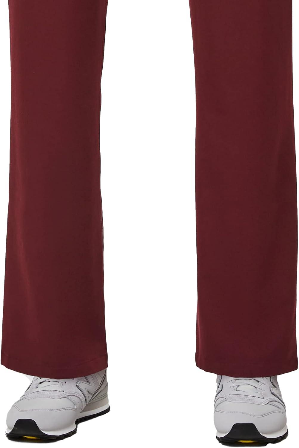 imageFIGS Livingston Basic Scrub Pants for Women Yoga Waistband 2 Pockets Classic Straight Leg FitBurgundy