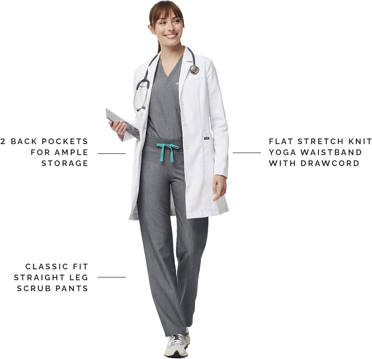 imageFIGS Livingston Basic Scrub Pants for Women Yoga Waistband 2 Pockets Classic Straight Leg FitGraphite