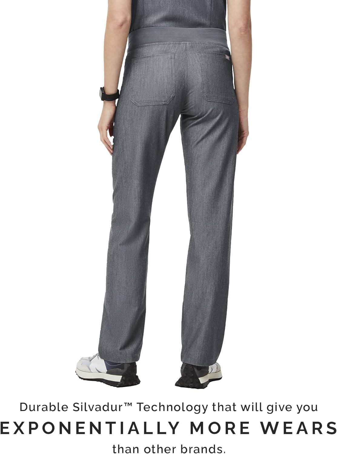 imageFIGS Livingston Basic Scrub Pants for Women Yoga Waistband 2 Pockets Classic Straight Leg FitGraphite