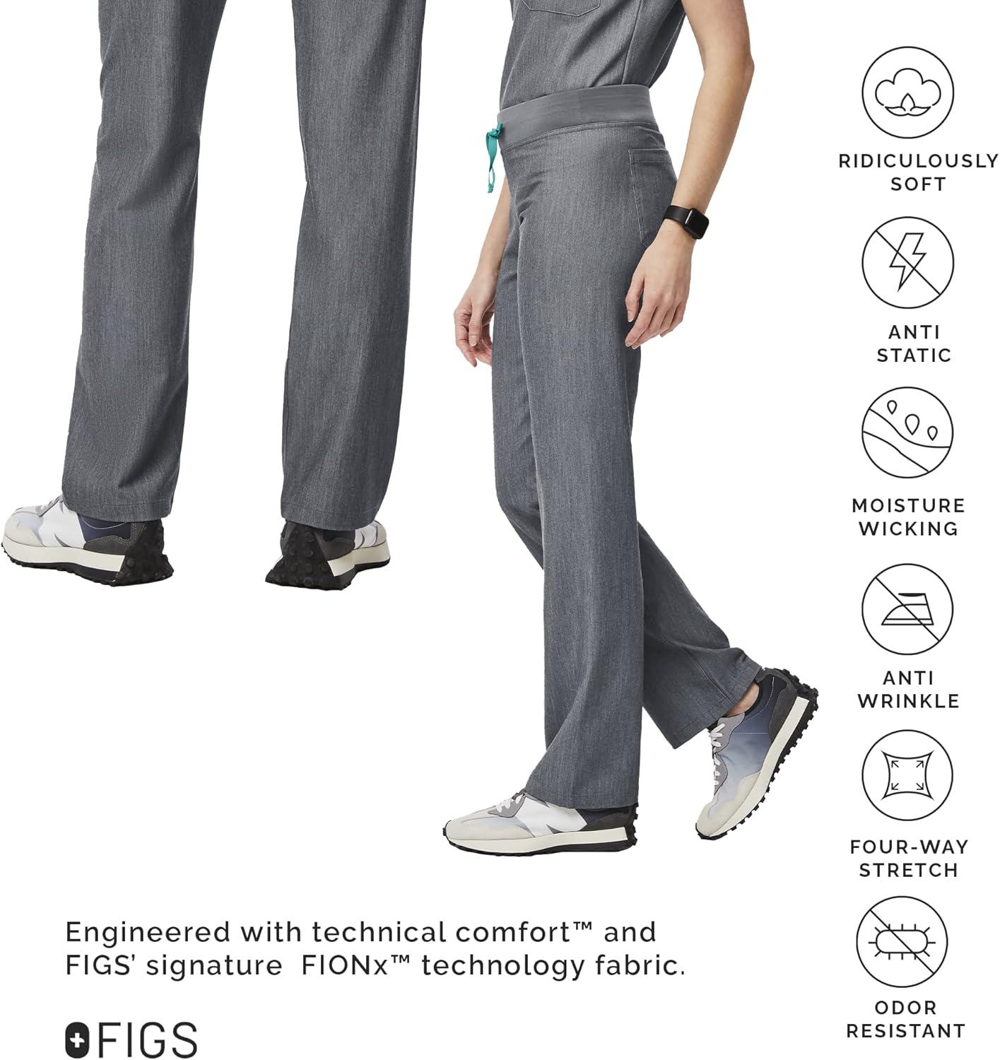 imageFIGS Livingston Basic Scrub Pants for Women Yoga Waistband 2 Pockets Classic Straight Leg FitGraphite