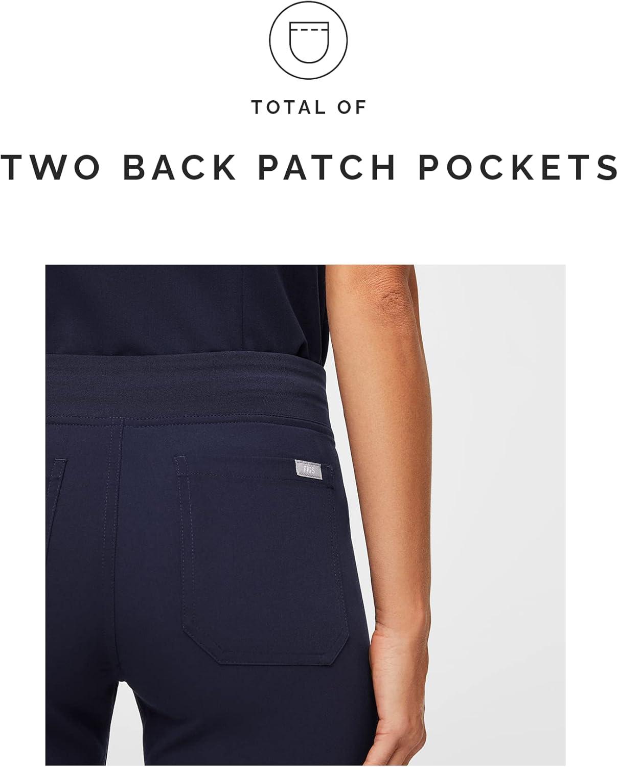 imageFIGS Livingston Basic Scrub Pants for Women Yoga Waistband 2 Pockets Classic Straight Leg FitNavy Blue