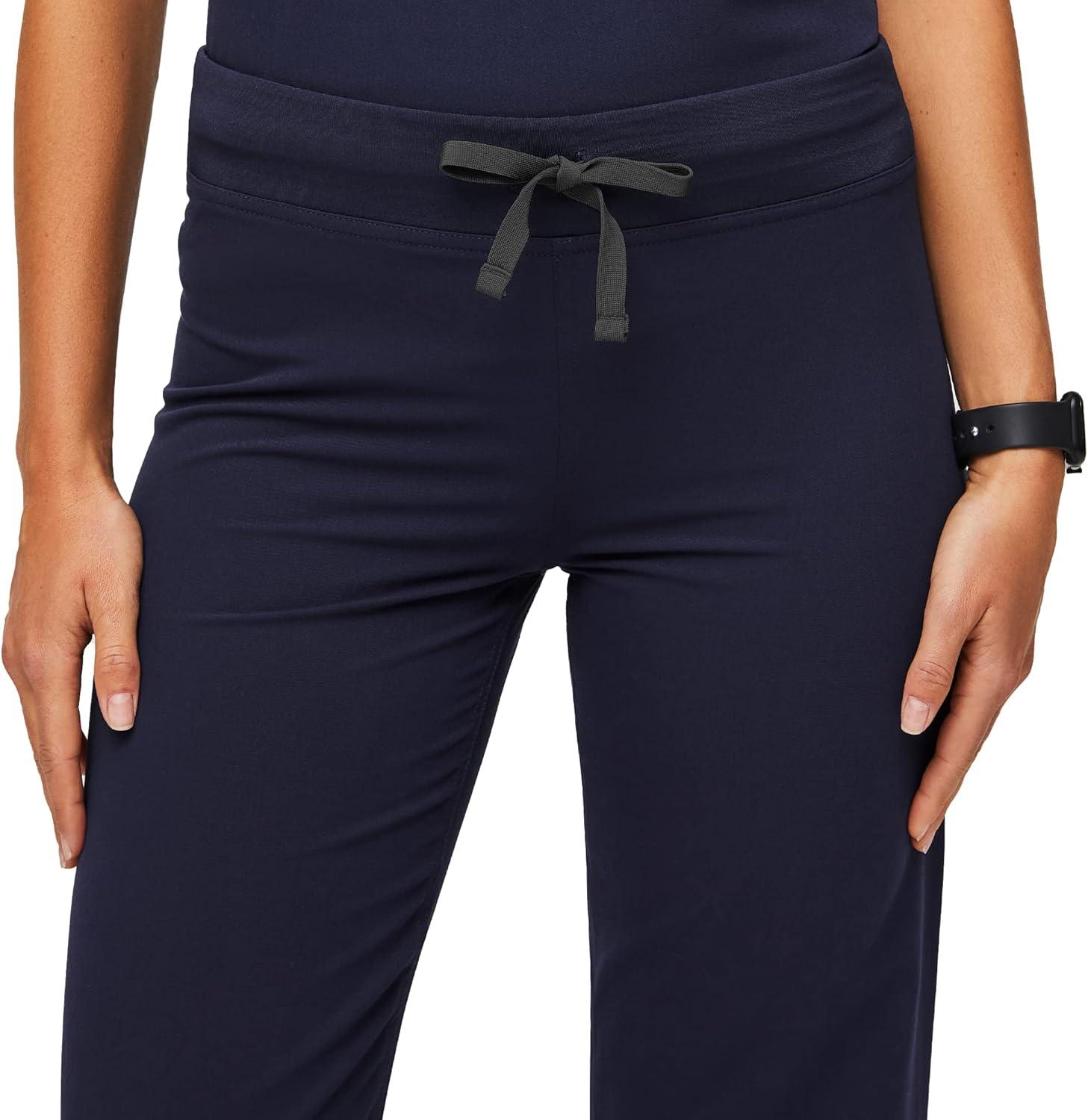 imageFIGS Livingston Basic Scrub Pants for Women Yoga Waistband 2 Pockets Classic Straight Leg FitNavy Blue