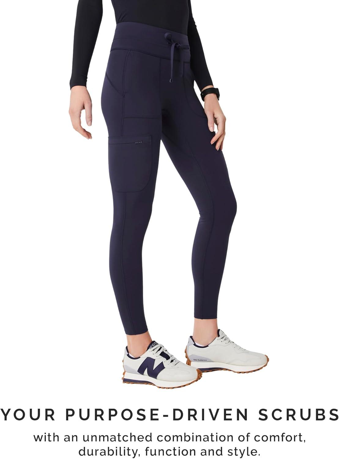 imageFIGS Seville High Waisted ScrubLegging for Women Slim Fit Scrub Pant Legging 6 Pockets FormFitting 4Way StretchNavy