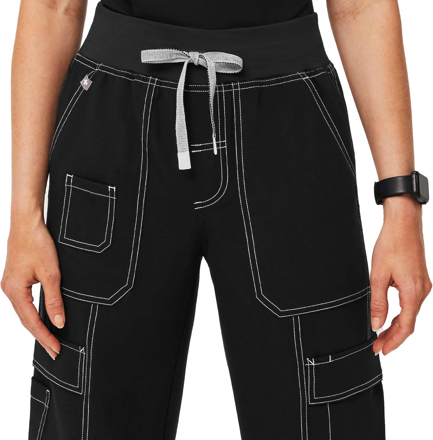 imageFIGS Yendi High Waisted Cargo Jogger Scrub Pants for Women High Rise Classic Fit Wide Leg 9 Pockets Amazon Exclusive