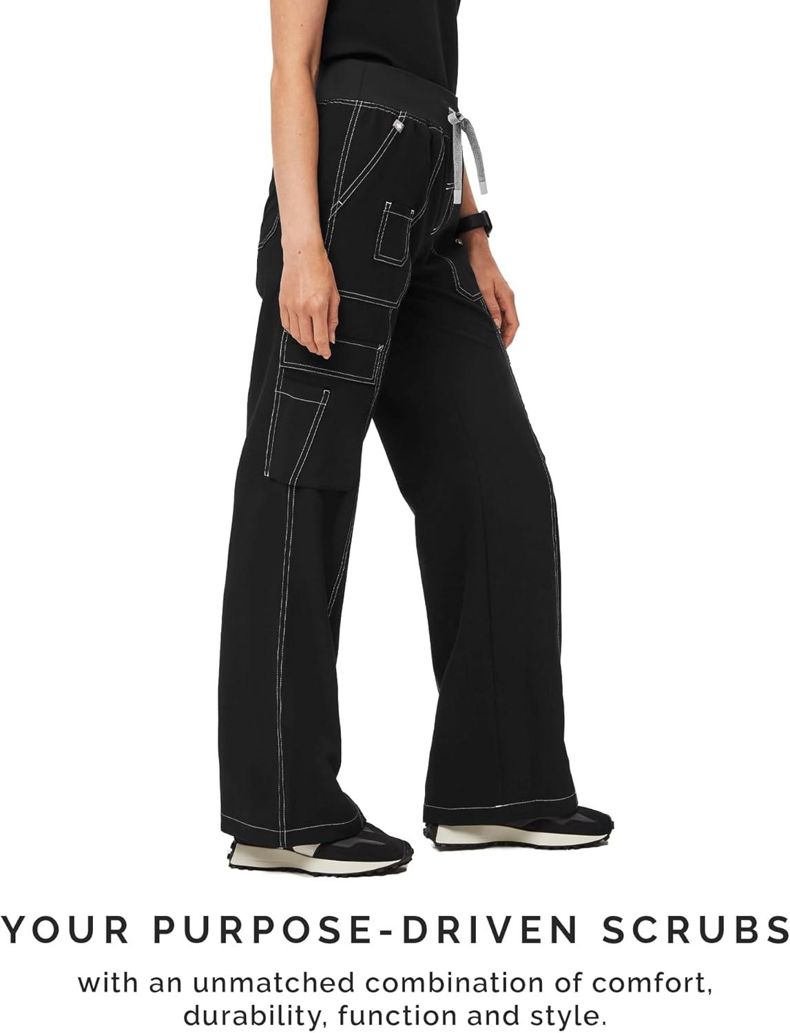 imageFIGS Yendi High Waisted Cargo Jogger Scrub Pants for Women High Rise Classic Fit Wide Leg 9 Pockets Amazon Exclusive