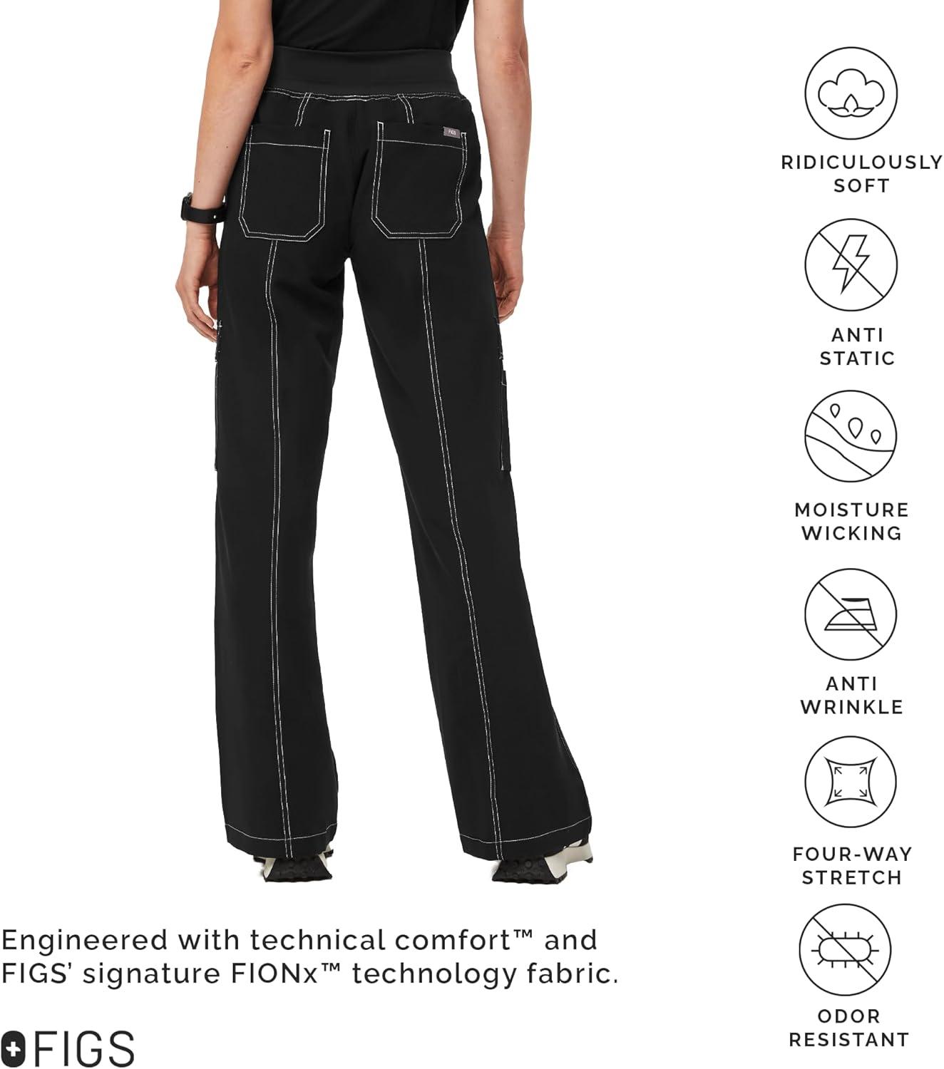 imageFIGS Yendi High Waisted Cargo Jogger Scrub Pants for Women High Rise Classic Fit Wide Leg 9 Pockets Amazon Exclusive