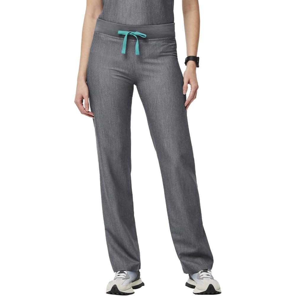 imageFIGS Livingston Basic Scrub Pants for Women Yoga Waistband 2 Pockets Classic Straight Leg FitGraphite