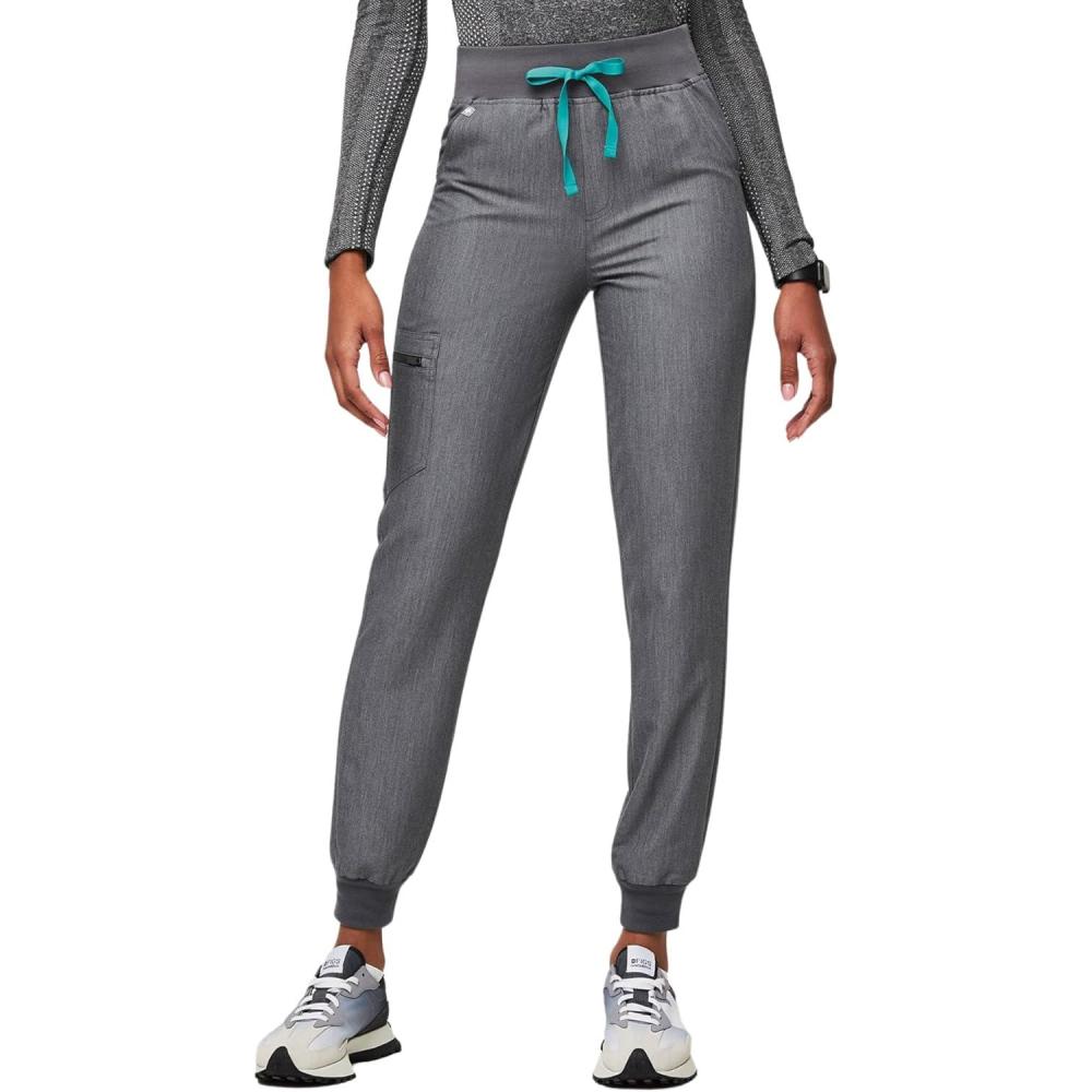 imageFIGS Zamora High Waisted Jogger Scrub Pants for Women Slim Fit 6 Pockets High Rise Yoga WaistbandGraphite 10
