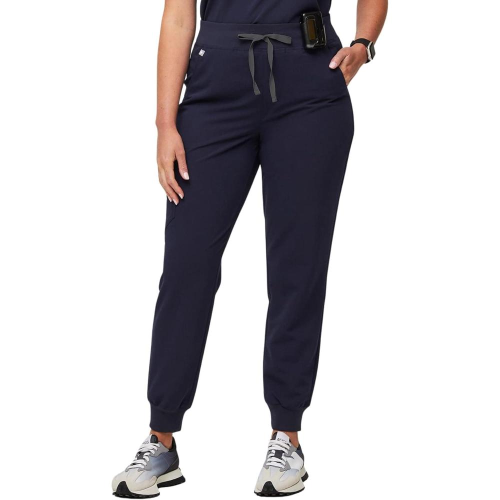 imageFIGS Zamora High Waisted Jogger Scrub Pants for Women  Slim Fit 6 Pockets High Rise Yoga WaistbandNavy 10