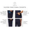 FIGS YOLA High Waisted Skinny Scrub Pants for Women — 11 Pockets, 4-Way Stretch, Yoga Waistband – Navy, Petite 2XL