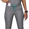 FIGS YOLA Skinny Scrub Pants for Women — Slim Fit, Straight Leg, 11 Pockets 4-Way Stretch, Anti-Wrinkle – Graphite, XS Regular