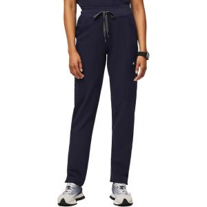 FIGS YOLA High Waisted Skinny Scrub Pants for Women — 11 Pockets, 4-Way Stretch, Yoga Waistband – Navy, Petite 2XL
