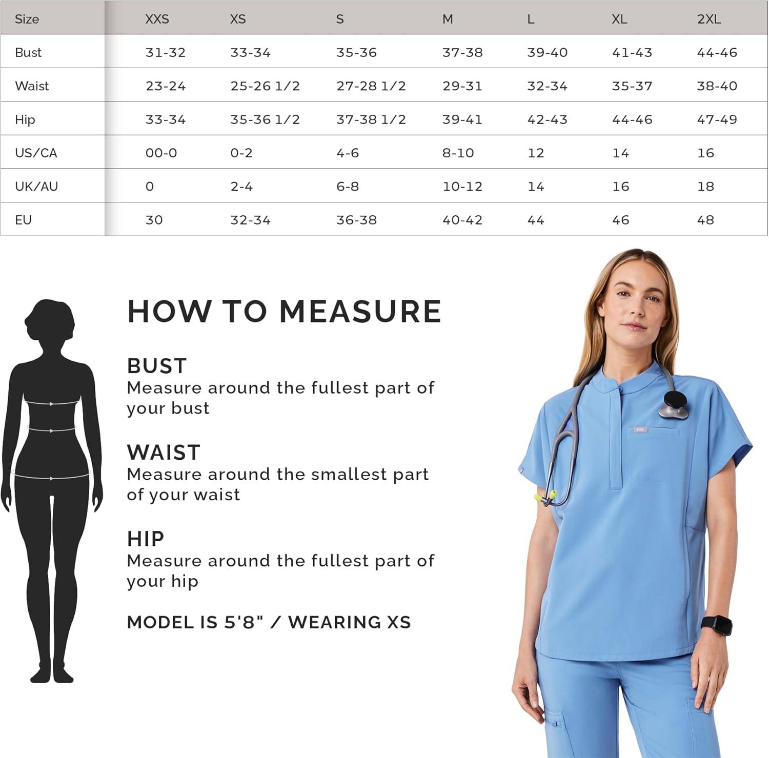 imageFIGS Montex Scrub Top for Women Relaxed Fit Mock Neck 2 Pockets AntiWinkle 4Way StretchCeil Blue