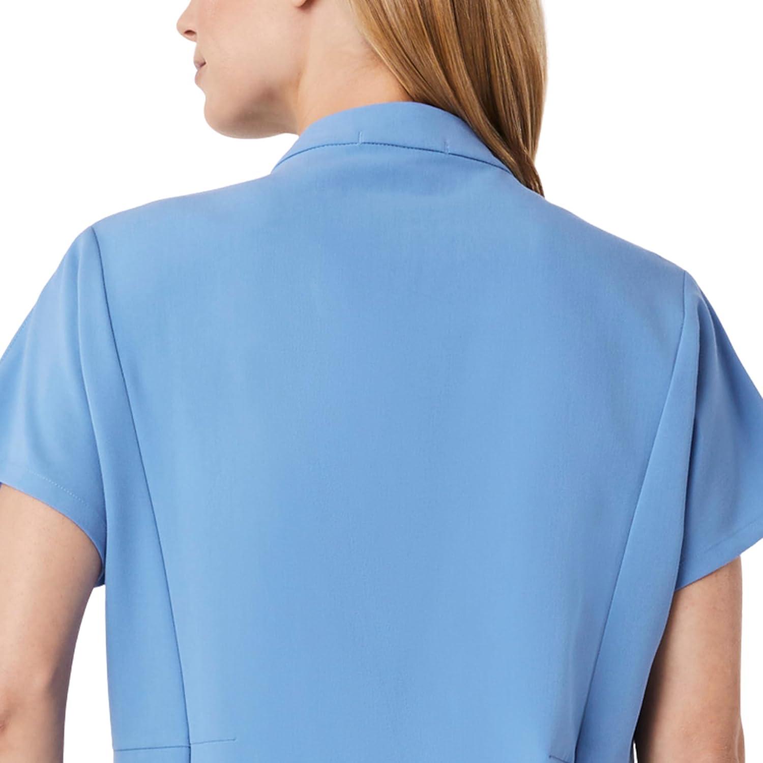 imageFIGS Montex Scrub Top for Women Relaxed Fit Mock Neck 2 Pockets AntiWinkle 4Way StretchCeil Blue