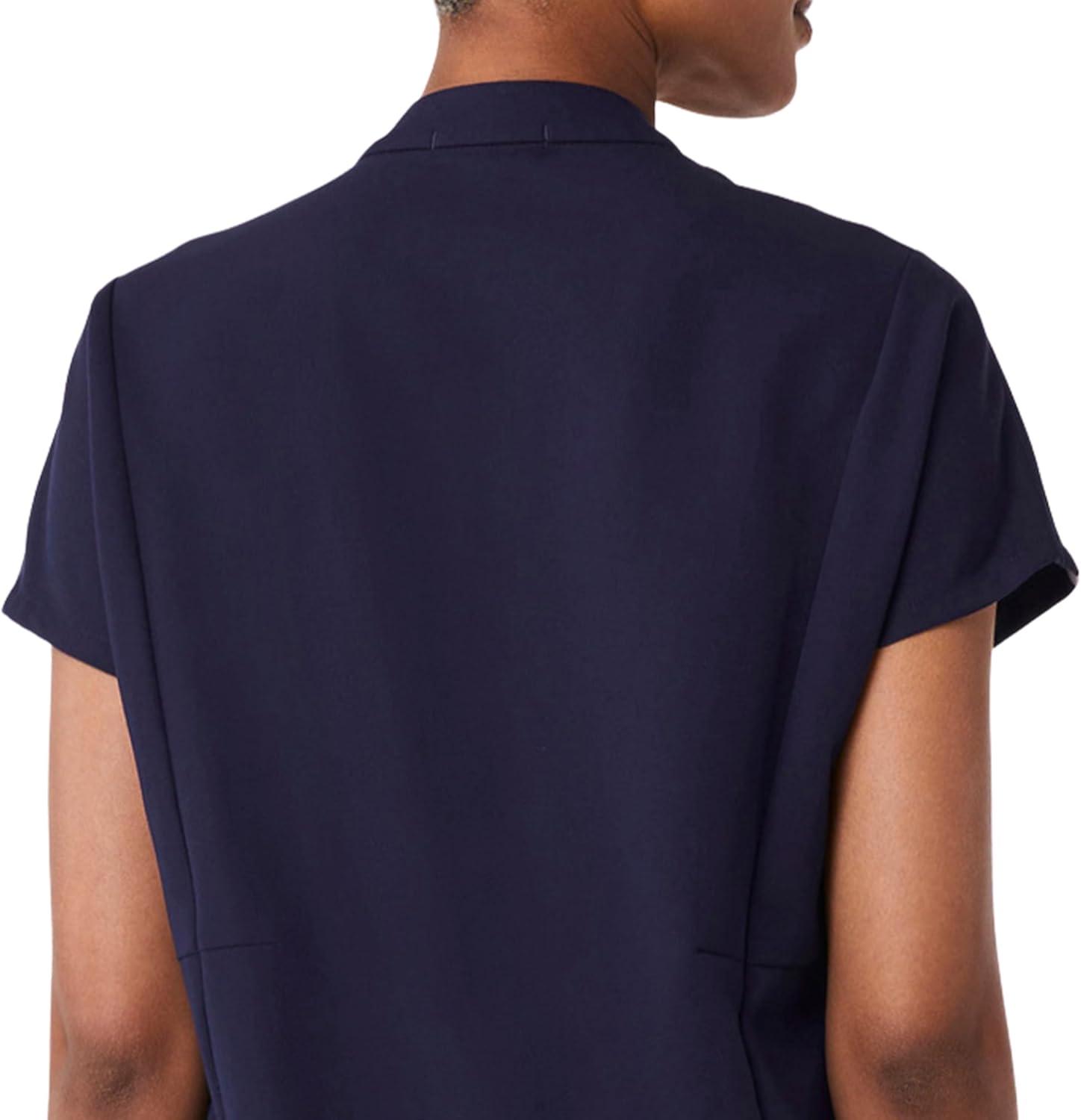 imageFIGS Montex Scrub Top for Women Relaxed Fit Mock Neck 2 Pockets AntiWinkle 4Way StretchNavy
