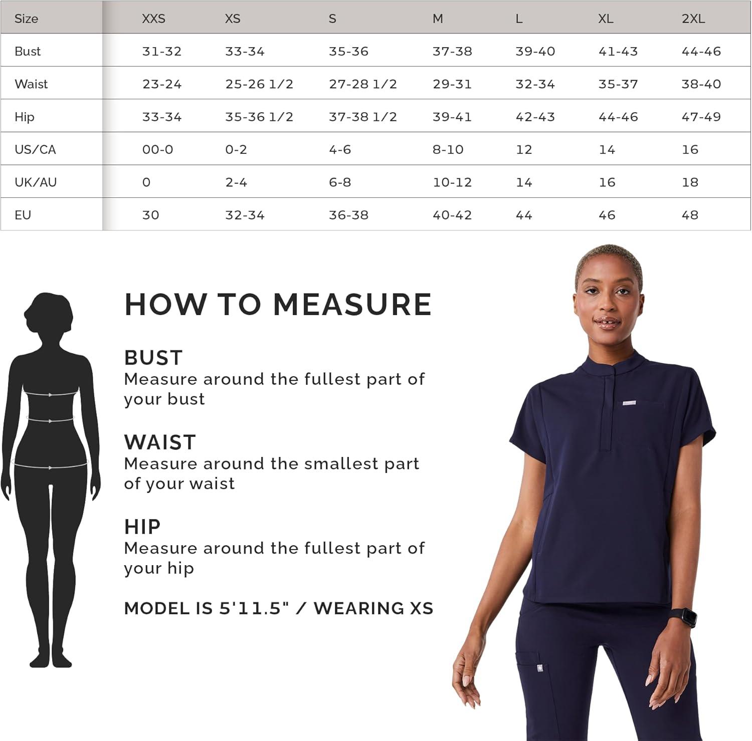 imageFIGS Montex Scrub Top for Women Relaxed Fit Mock Neck 2 Pockets AntiWinkle 4Way StretchNavy