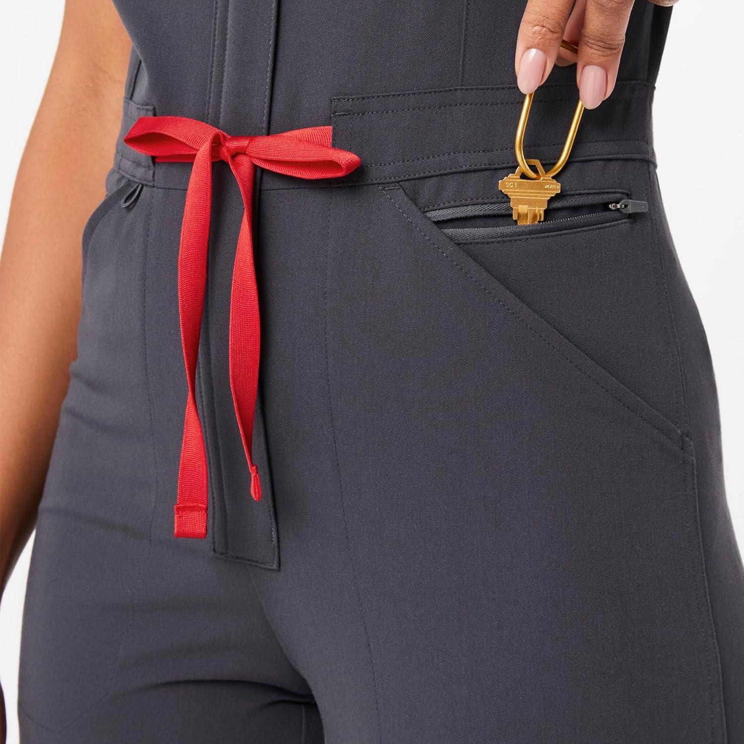 imageFIGS Rafaela Cargo ScrubJumpsuit for Women Comfortable Fit OnePiece Jogger Scrub Set High Rise Waistband 9 PocketsCharcoal