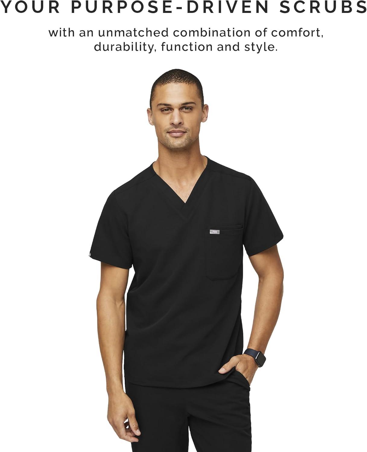 imageFIGS Leon Top amp Cairo Pants Scrub Set for Men Classic VNeck Straight Leg AntiWinkle 4Way StretchBlack