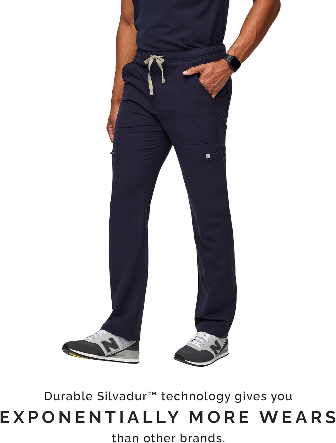 imageFIGS Leon Top amp Cairo Pants Scrub Set for Men Classic VNeck Straight Leg AntiWinkle 4Way StretchNavy