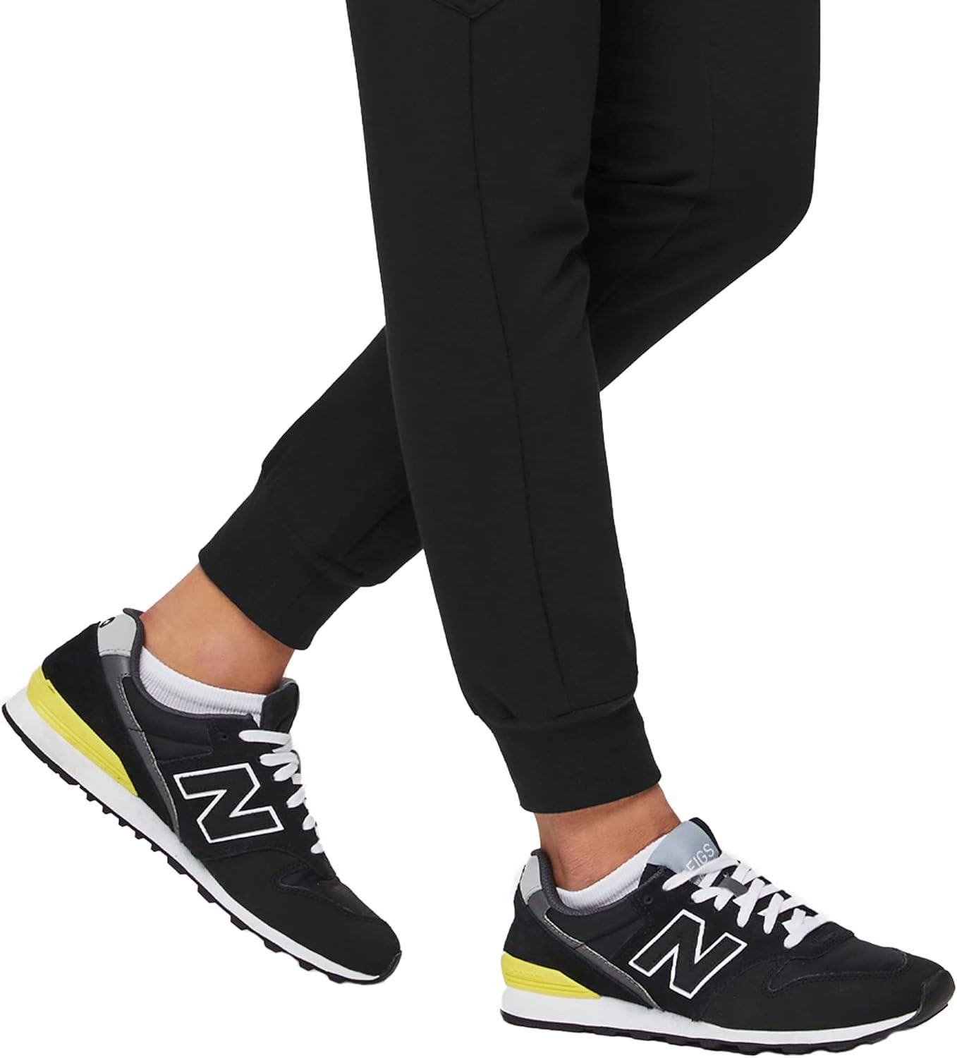 imageFIGS Zamora Jogger Scrub Pants for Women Slim Fit 6 Pockets Yoga Waistband Ribbed Ankle Cuffs AntiWrinkleBlack 30
