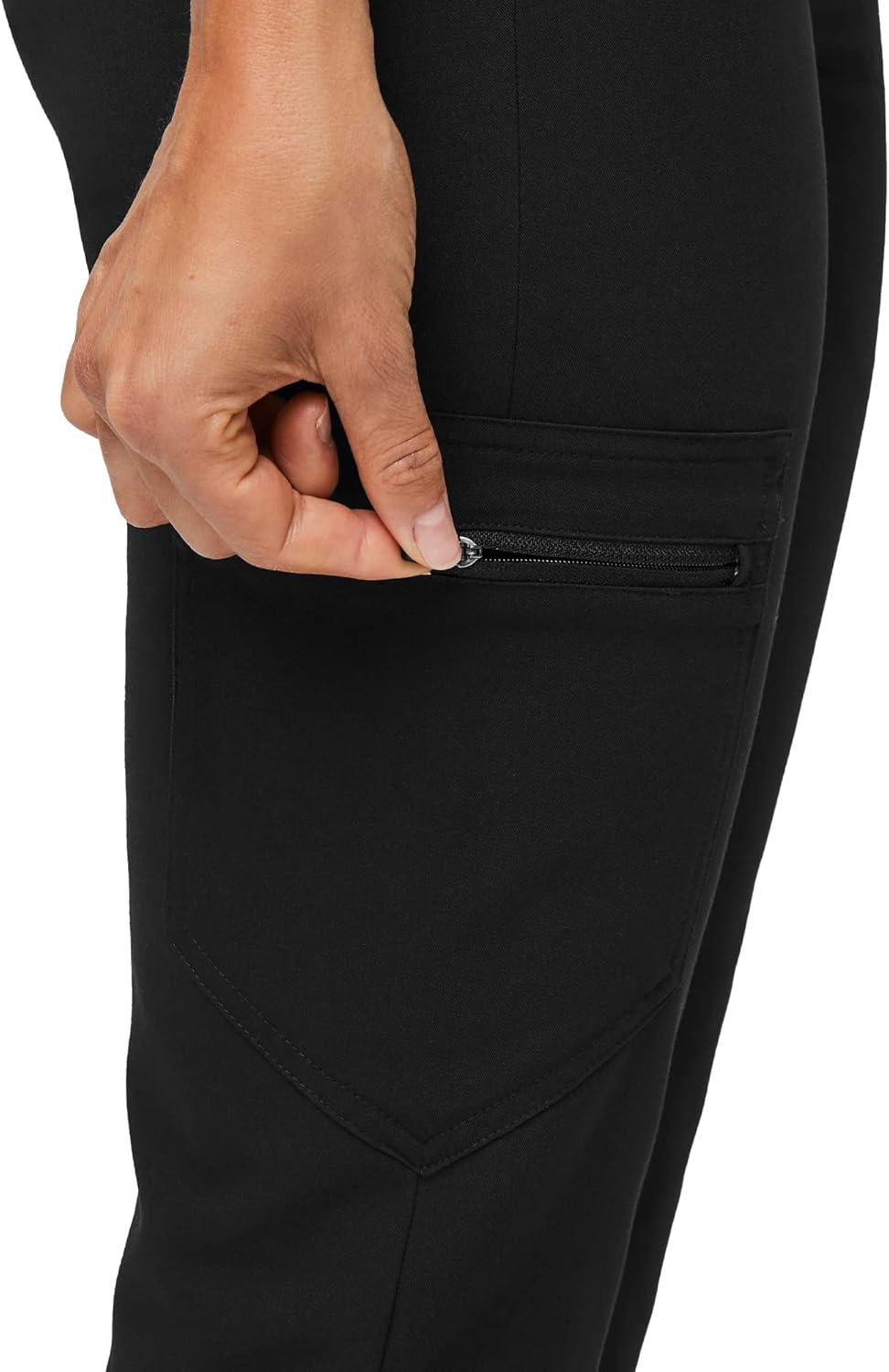 imageFIGS Zamora Jogger Scrub Pants for Women Slim Fit 6 Pockets Yoga Waistband Ribbed Ankle Cuffs AntiWrinkleBlack 30