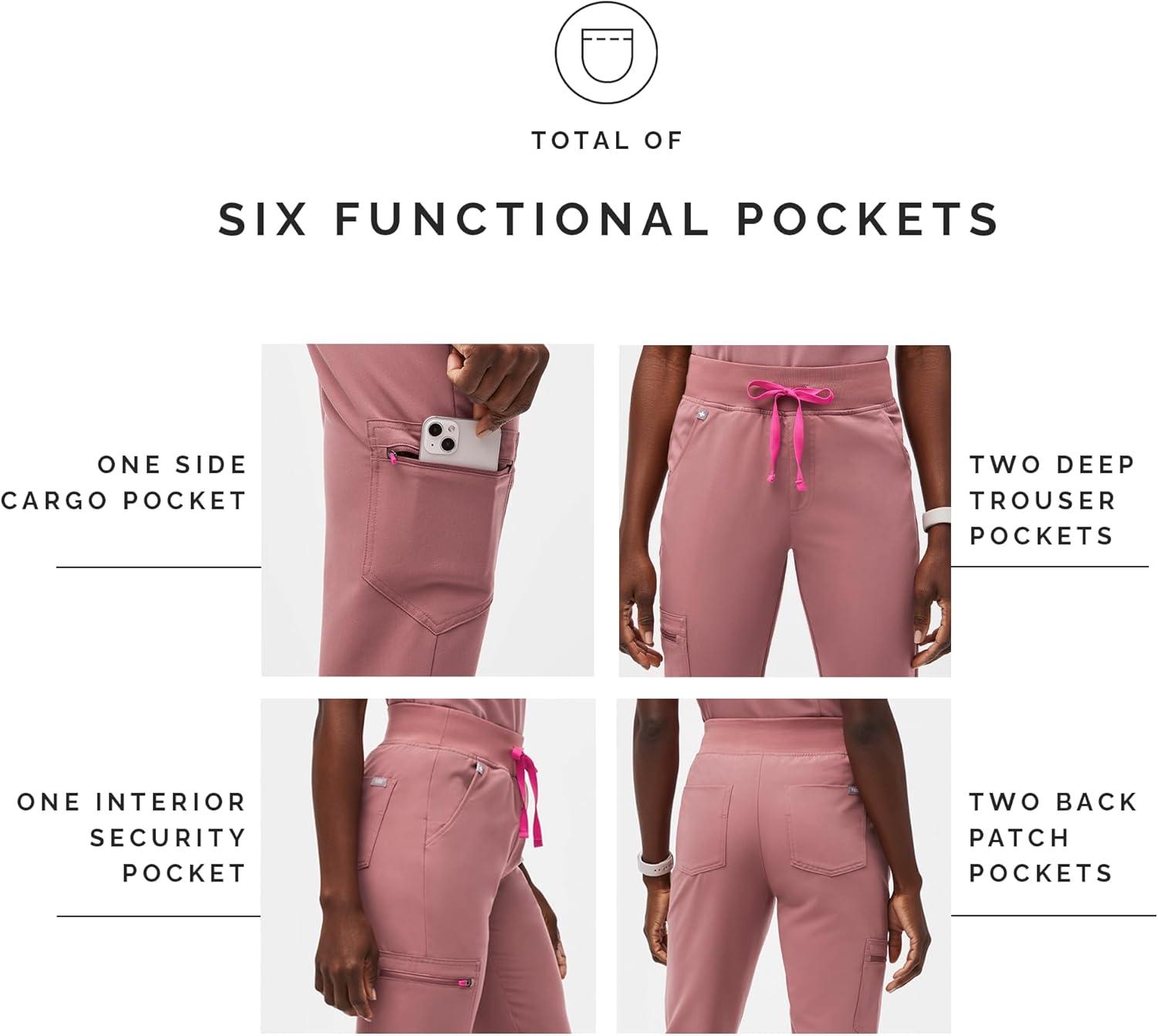 imageFIGS Zamora Jogger Scrub Pants for Women Slim Fit 6 Pockets Yoga Waistband Ribbed Ankle Cuffs AntiWrinkleMauve 20