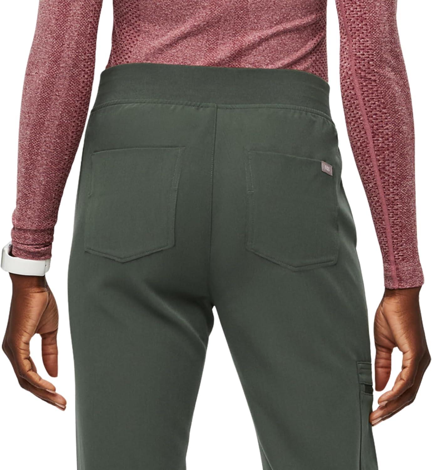 imageFIGS Zamora Jogger Scrub Pants for Women Slim Fit 6 Pockets Yoga Waistband Ribbed Ankle Cuffs AntiWrinkleMoss 30