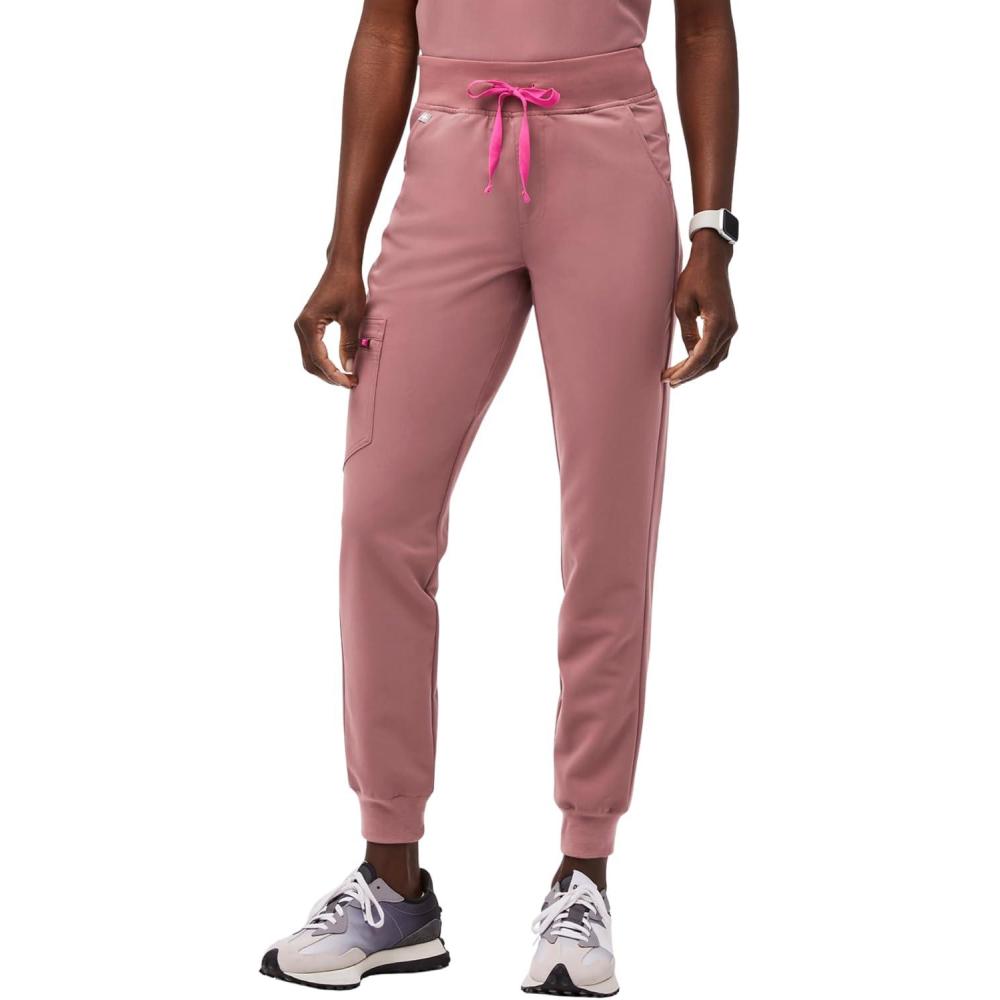 imageFIGS Zamora Jogger Scrub Pants for Women Slim Fit 6 Pockets Yoga Waistband Ribbed Ankle Cuffs AntiWrinkleMauve 30