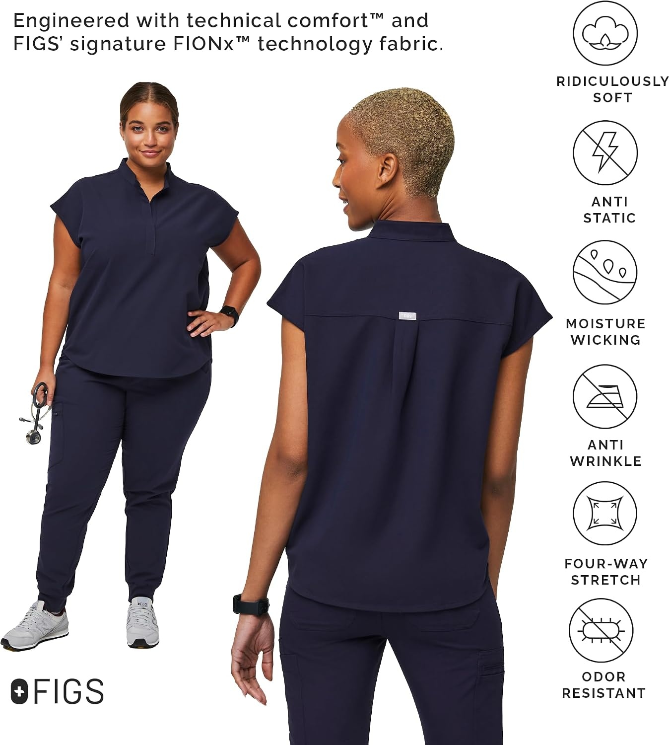image:imageFIGS Rafaela Oversized Scrub Top for Women Navy Blue L