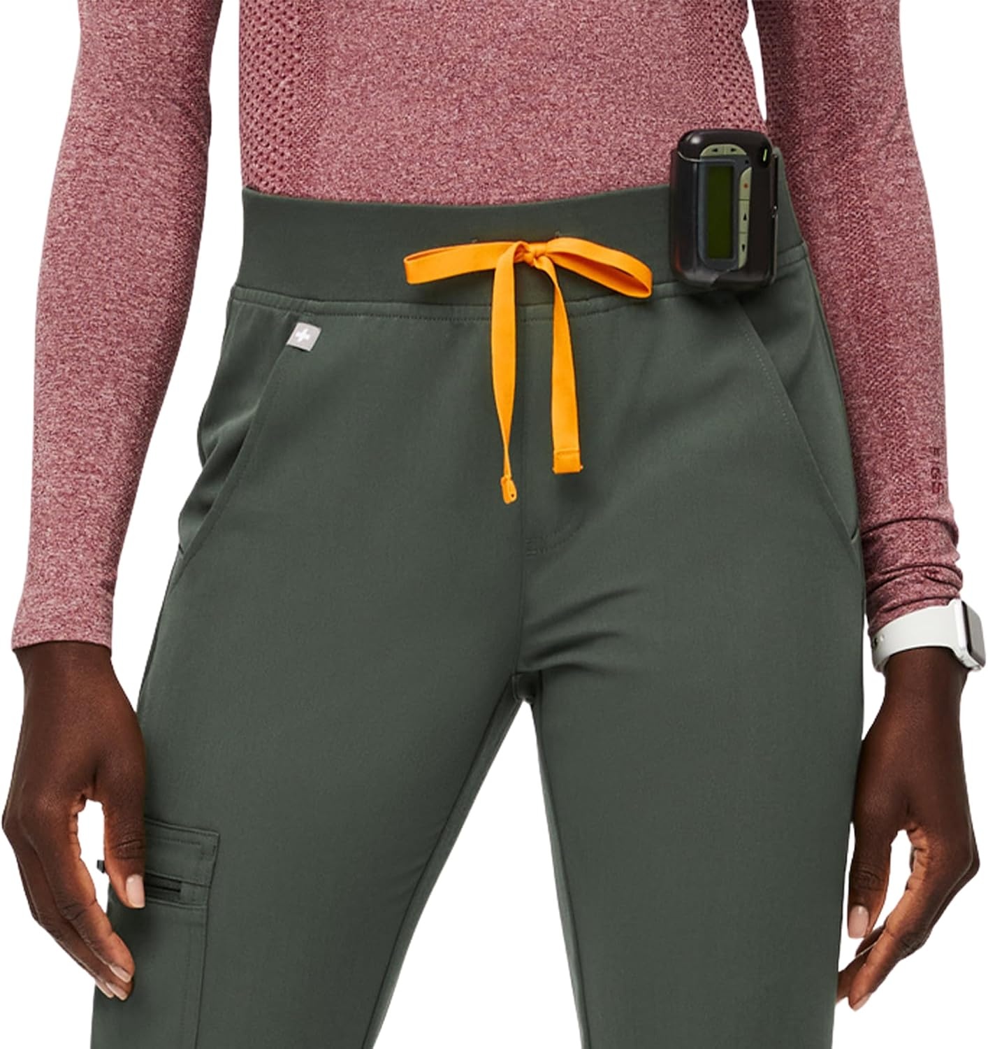 image:imageFIGS Zamora High Waisted Jogger Scrub Pants for Women Slim Fit 6 Pockets High Rise Yoga WaistbandMoss 20