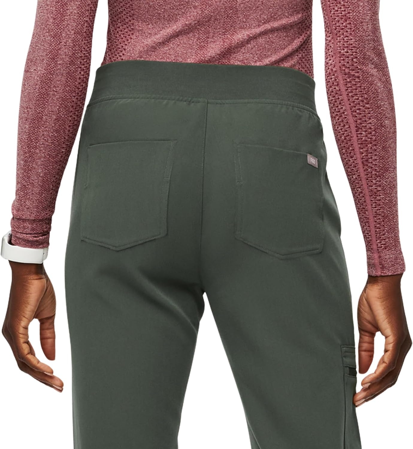 image:imageFIGS Zamora High Waisted Jogger Scrub Pants for Women Slim Fit 6 Pockets High Rise Yoga WaistbandMoss 20
