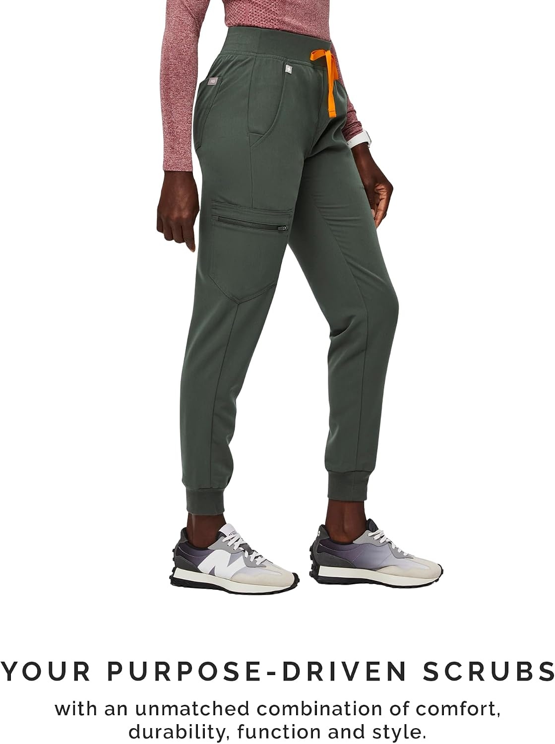 image:imageFIGS Zamora High Waisted Jogger Scrub Pants for Women Slim Fit 6 Pockets High Rise Yoga WaistbandMoss 20