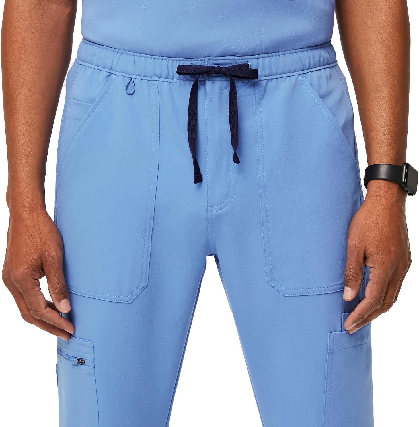 image:imageFIGS Cairo Cargo Scrub Pants for Men Classic Straight Leg Fit 9 Pockets 4Way Stretch AntiWrinkleCeil Blue