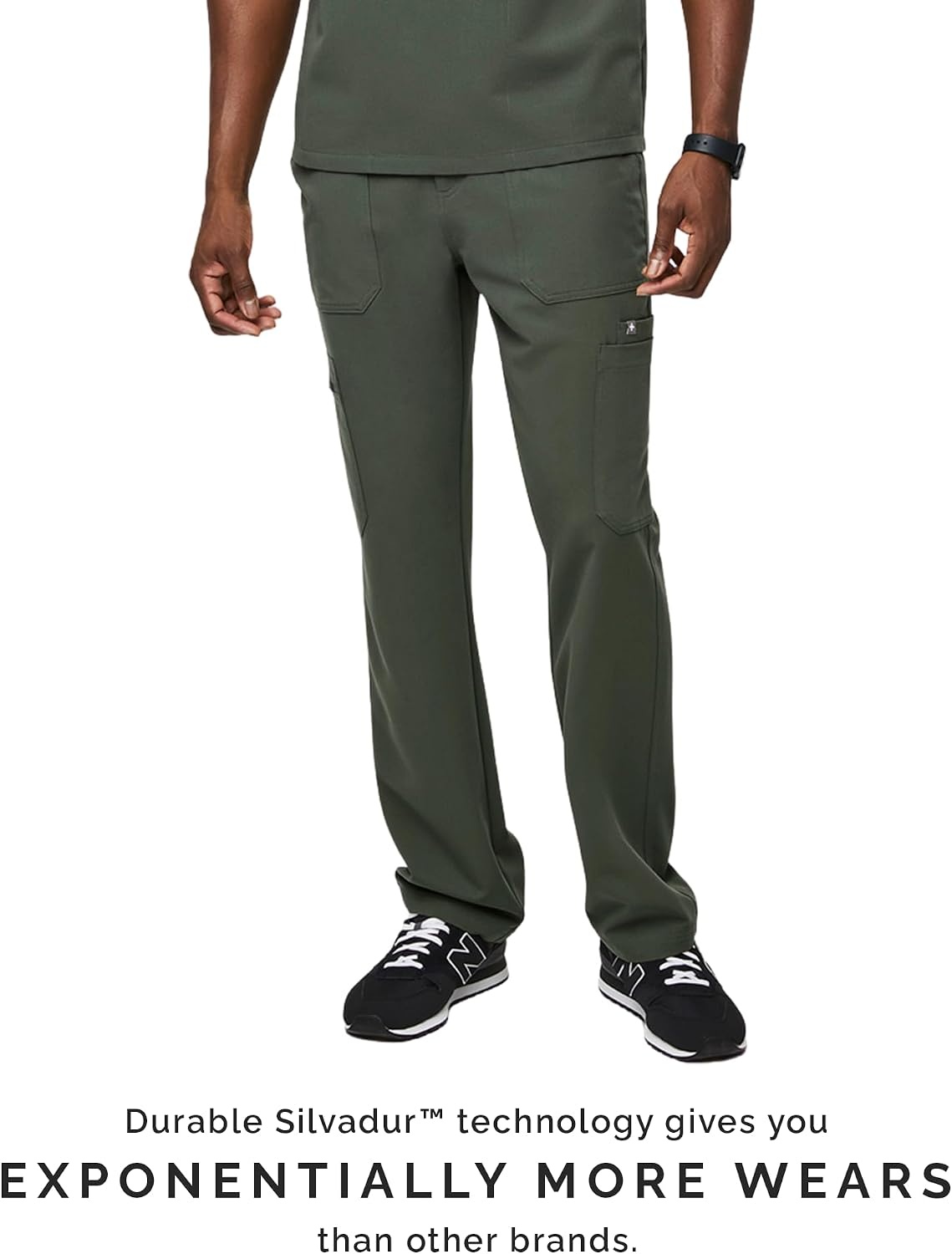 image:imageFIGS Cairo Cargo Scrub Pants for Men Classic Straight Leg Fit 9 Pockets 4Way Stretch AntiWrinkleMoss