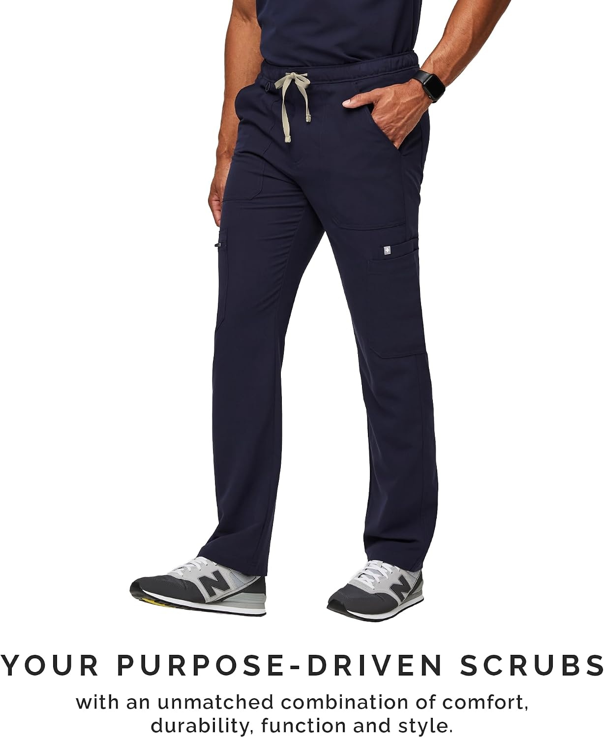 image:imageFIGS Cairo Cargo Scrub Pants for Men Classic Straight Leg Fit 9 Pockets 4Way Stretch AntiWrinkleNvy