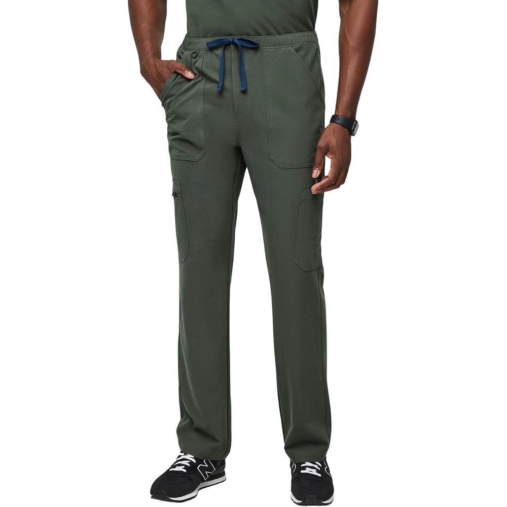 image:imageFIGS Cairo Cargo Scrub Pants for Men Classic Straight Leg Fit 9 Pockets 4Way Stretch AntiWrinkleMoss 20