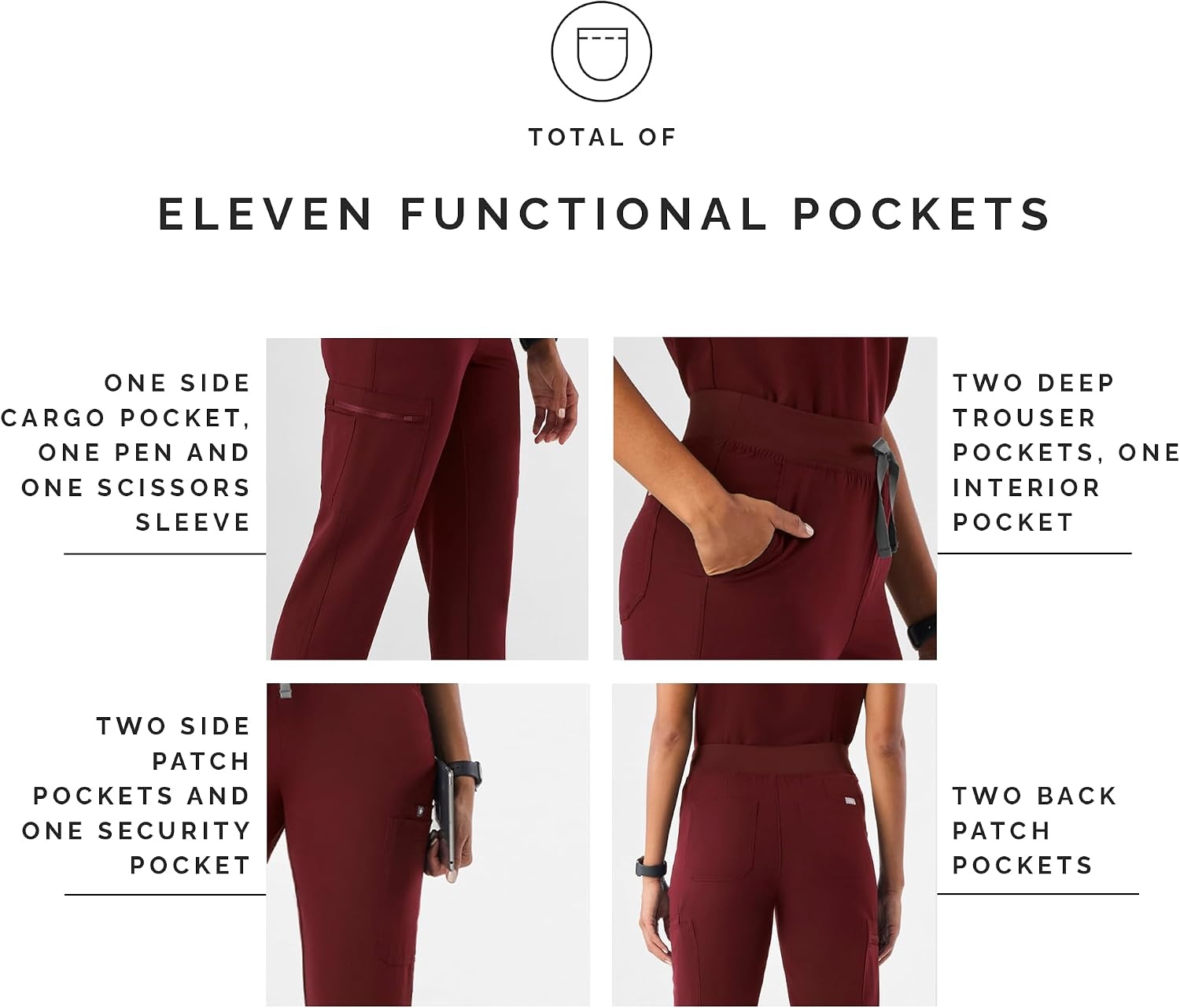 image:imageFIGS Yola HighRise Slim Scrub Pant for WomenBurgundy