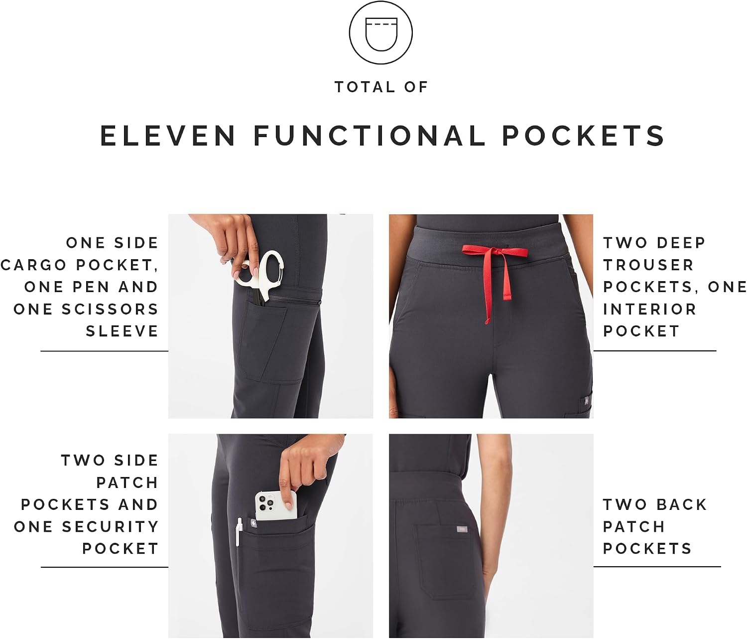image:imageFIGS Yola HighRise Slim Scrub Pant for WomenCharcoal