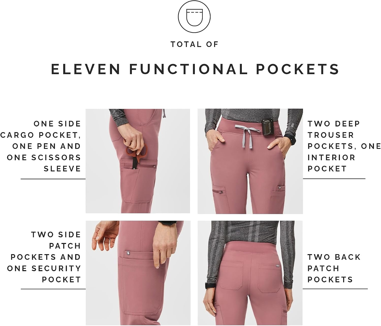 image:imageFIGS Yola HighRise Slim Scrub Pant for WomenMauve 30